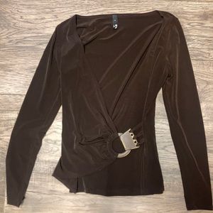 Low Neck Brown Blouse
